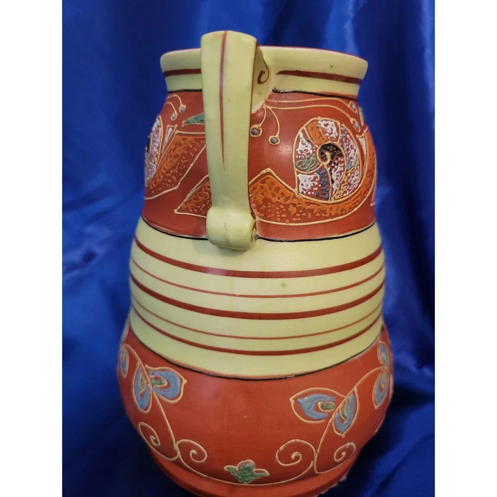 Ceramic Vase, Royal Trico, Two-handled Art Deco Motifs Japan Handpainted Vintage